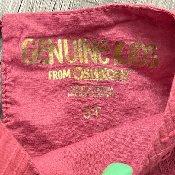 Genuine Kids From OshKosh Toddler Girl’s Pink Long Sleeve Ruffle Keyhole Top 5T - Picture 8 of 12